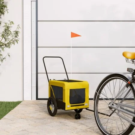 Remolque bicicleta mascotas hierro tela Oxford amarillo negro by , pet strollers - Ref: Foro24-93931, Price: 80,22 €, Discoun...