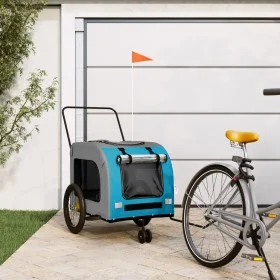 Remolque de bicicleta mascotas hierro tela Oxford azul gris by , pet strollers - Ref: Foro24-93862, Price: 130,69 €, Discount: %