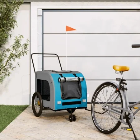 Remolque de bicicleta mascotas hierro tela Oxford azul gris by , pet strollers - Ref: Foro24-93862, Price: 130,69 €, Discount: %