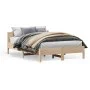 Bed frame with solid pine wood headboard 120x200 cm by , Beds and slatted bases - Ref: Foro24-842598, Price: 108,15 €, Discou...
