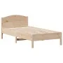 Bed frame with solid pine wood headboard 90x190 cm by , Beds and slatted bases - Ref: Foro24-842622, Price: 107,91 €, Discoun...