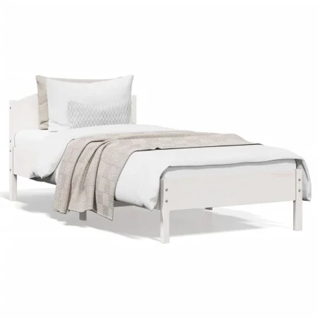 Estructura de cama con cabecero madera de pino blanco 100x200cm de , Camas y somieres - Ref: Foro24-842615, Precio: 100,15 €,...