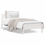 Bed frame with white pine wood headboard 100x200cm by , Beds and slatted bases - Ref: Foro24-842615, Price: 101,04 €, Discoun...
