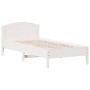 Bed frame with white pine wood headboard 100x200cm by , Beds and slatted bases - Ref: Foro24-842615, Price: 101,04 €, Discoun...