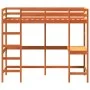 Loft bed with desk solid pine wood brown 100x200 cm by , Beds and slatted bases - Ref: Foro24-842849, Price: 224,93 €, Discou...