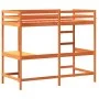 Loft bed with desk solid pine wood brown 100x200 cm by , Beds and slatted bases - Ref: Foro24-842849, Price: 224,93 €, Discou...