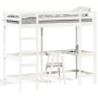 Loft bed with solid white pine wood desk 75x190 cm by , Beds and slatted bases - Ref: Foro24-842863, Price: 273,08 €, Discoun...