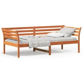 Wax brown solid pine wood sofa bed 100x200 cm by , Beds and slatted bases - Ref: Foro24-842877, Price: 121,29 €, Discount: %