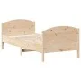 Bed frame with solid pine wood headboard 90x190 cm by , Beds and slatted bases - Ref: Foro24-842570, Price: 89,96 €, Discount: %