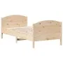 Bed frame with solid pine wood headboard 90x190 cm by , Beds and slatted bases - Ref: Foro24-842570, Price: 89,96 €, Discount: %
