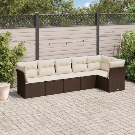 Set sofás de jardín 6 piezas y cojines ratán sintético marrón by , Garden sets - Ref: Foro24-3217663, Price: 404,50 €, Discou...