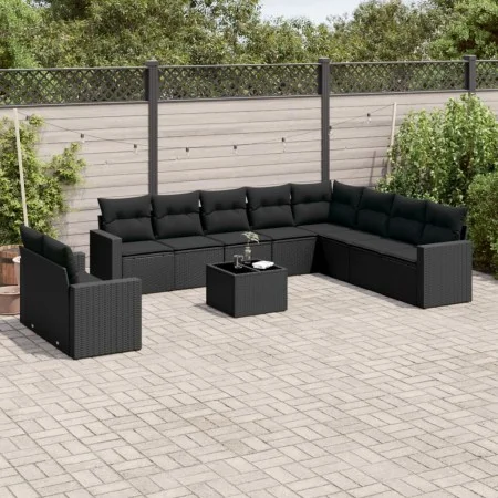 Gartensofagarnitur 11-teilig mit schwarzen Kissen aus synthetischem Rattan von , Modulare Sofas für den Außenbereich - Ref: F...