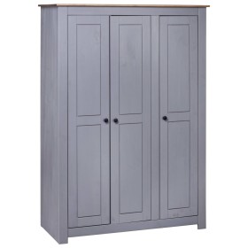 Armario 3 puertas madera pino Panamá Range gris 118x50x171,5cm