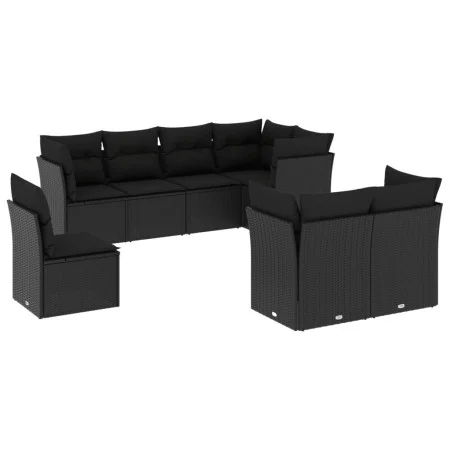 Set de sofás de jardín 8 piezas y cojines ratán sintético negro by , Garden sets - Ref: Foro24-3217925, Price: 553,78 €, Disc...