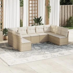 Gartensofa-Set, 9-teilig, mit Kissen, aus synthetischem Rattan in Beige. von , Gartensets - Ref: Foro24-3218068, Preis: 563,1...