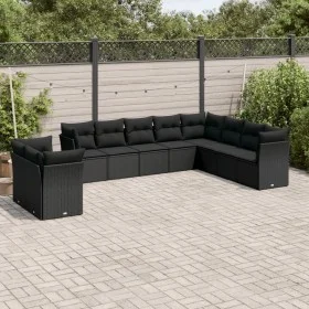 Set de sofás de jardín 10 pzas cojines ratán sintético negro by , Garden sets - Ref: Foro24-3217855, Price: 660,50 €, Discoun...