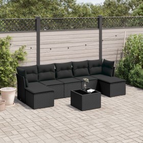8-teiliges Gartensofa-Set und Kissen aus schwarzem Kunststoff-Rattan. von , Gartensets - Ref: Foro24-3218035, Preis: 459,41 €...