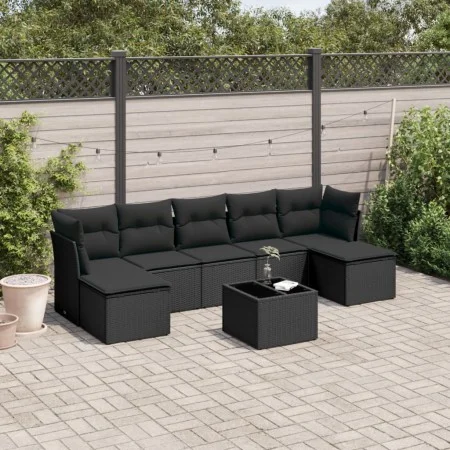 Set de sofás de jardín 8 piezas y cojines ratán sintético negro de , Conjuntos de jardín - Ref: Foro24-3218035, Precio: 477,8...