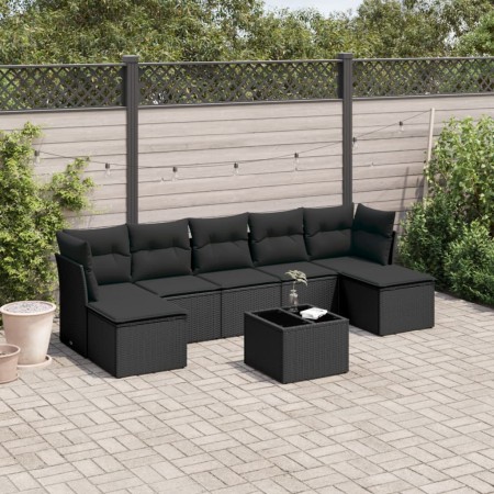 Set de sofás de jardín 8 piezas y cojines ratán sintético negro de , Conjuntos de jardín - Ref: Foro24-3218035, Precio: 459,4...
