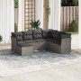 Set de sofás de jardín 7 piezas con cojines ratán PE gris by , Garden sets - Ref: Foro24-3217990, Price: 400,32 €, Discount: %