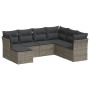 Set de sofás de jardín 7 piezas con cojines ratán PE gris by , Garden sets - Ref: Foro24-3217990, Price: 400,32 €, Discount: %