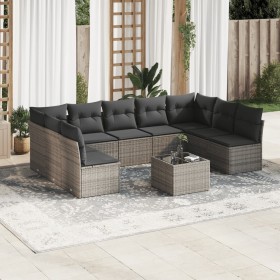 Gartensofa-Set, 10-teilig, mit grauen Polstern aus synthetischem Rattan von , Gartensets - Ref: Foro24-3218080, Preis: 544,22...
