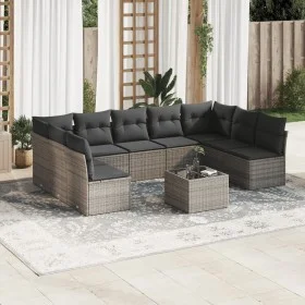 Set de sofás de jardín 10 pzas con cojines ratán sintético gris by , Garden sets - Ref: Foro24-3218080, Price: 545,17 €, Disc...