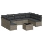 Gartensofa-Set, 10-teilig, mit grauen Polstern aus synthetischem Rattan von , Gartensets - Ref: Foro24-3218080, Preis: 544,22...