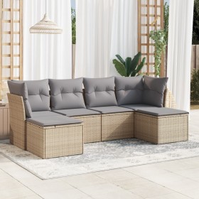 Gartensofa-Set mit 6-teiligen Kissen aus synthetischem Rattan in Beige. von , Gartensets - Ref: Foro24-3218009, Preis: 326,87...