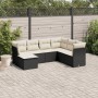 Set de comedor de jardín 7 pzas y cojines ratán sintético negro de , Conjuntos de jardín - Ref: Foro24-3217986, Precio: 371,19 €