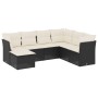 Set de comedor de jardín 7 pzas y cojines ratán sintético negro de , Conjuntos de jardín - Ref: Foro24-3217986, Precio: 371,19 €