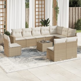 Gartensofa-Set 11-teilig mit beigen Polstern aus synthetischem Rattan von , Gartensets - Ref: Foro24-3219108, Preis: 672,61 €...