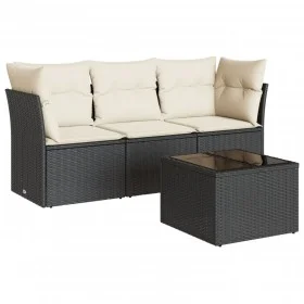 Gartensitzgruppe 4-teilig mit schwarzen Polstern aus synthetischem Rattan von , Gartensets - Ref: Foro24-3217216, Preis: 246,...