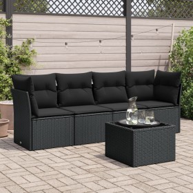 Gartenmöbel-Set, 5-teilig, mit schwarzen Polstern aus synthetischem Rattan. von , Gartensets - Ref: Foro24-3217235, Preis: 30...