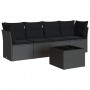 Set de muebles de jardín 5 pzas y cojines ratán sintético negro by , Garden sets - Ref: Foro24-3217235, Price: 301,69 €, Disc...