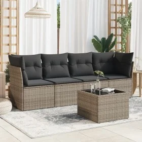 Juego de sofás jardín con cojines 5 pzas ratán sintético gris by , Garden sets - Ref: Foro24-3217240, Price: 283,45 €, Discou...