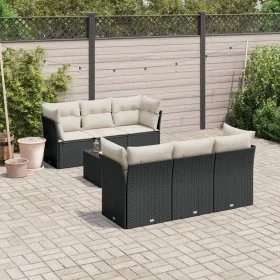 Set de comedor de jardín 7 pzas y cojines ratán sintético negro by , Garden sets - Ref: Foro24-3217256, Price: 438,14 €, Disc...