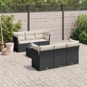 Set de comedor de jardín 7 pzas y cojines ratán sintético negro by , Garden sets - Ref: Foro24-3217256, Price: 410,99 €, Disc...