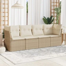 Gartensitzgruppe mit 4-teiligen Sofas und Kissen aus synthetischem Rattan in Beige. von , Gartensets - Ref: Foro24-3217228, P...