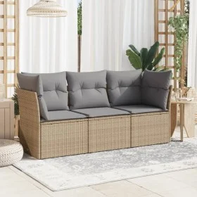 Juego de sofás de jardín con cojines beige 3 pzas ratán PE by , Garden sets - Ref: Foro24-3217209, Price: 187,14 €, Discount: %