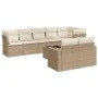Set de sofás de jardín 9 pzas con cojines ratán sintético beige by , Garden sets - Ref: Foro24-3219218, Price: 638,93 €, Disc...