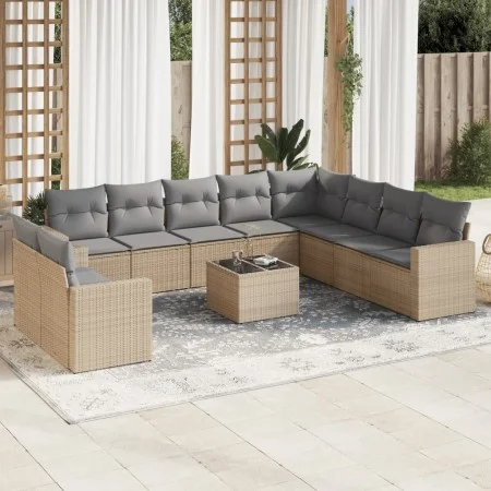 Gartensofa-Set 11-teilig mit beigen Polstern aus synthetischem Rattan von , Gartensets - Ref: Foro24-3219169, Preis: 683,13 €...