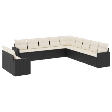 Set de sofás de jardín 11 pzas y cojines ratán sintético negro by , Garden sets - Ref: Foro24-3219176, Price: 638,61 €, Disco...