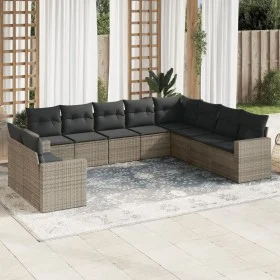 Set de sofás de jardín 10 pzas con cojines ratán sintético gris by , Garden sets - Ref: Foro24-3219160, Price: 612,61 €, Disc...