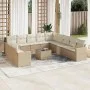 Set de sofás de jardín 12 pzas y cojines ratán sintético marrón by , Garden sets - Ref: Foro24-3219188, Price: 860,09 €, Disc...