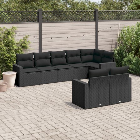 Set de sofás de jardín 8 piezas y cojines ratán sintético negro by , Garden sets - Ref: Foro24-3219205, Price: 545,18 €, Disc...