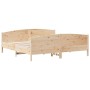 Bed frame with solid pine wood headboard 200x200cm by , Beds and slatted bases - Ref: Foro24-3216161, Price: 224,46 €, Discou...