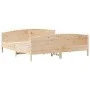 Bed frame with solid pine wood headboard 200x200cm by , Beds and slatted bases - Ref: Foro24-3216161, Price: 221,64 €, Discou...