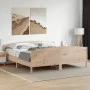 Bed frame with solid pine wood headboard 200x200cm by , Beds and slatted bases - Ref: Foro24-3216161, Price: 221,64 €, Discou...