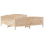 Bed frame with solid pine wood headboard 200x200cm by , Beds and slatted bases - Ref: Foro24-3216161, Price: 224,46 €, Discou...